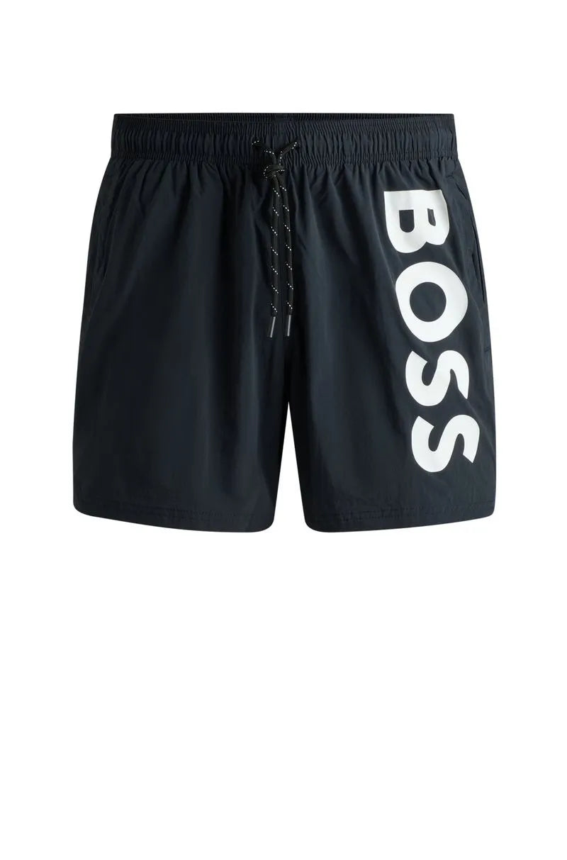 Shorts De Banho Com Logo Contrastante Em Tecido De Secagem Rápida