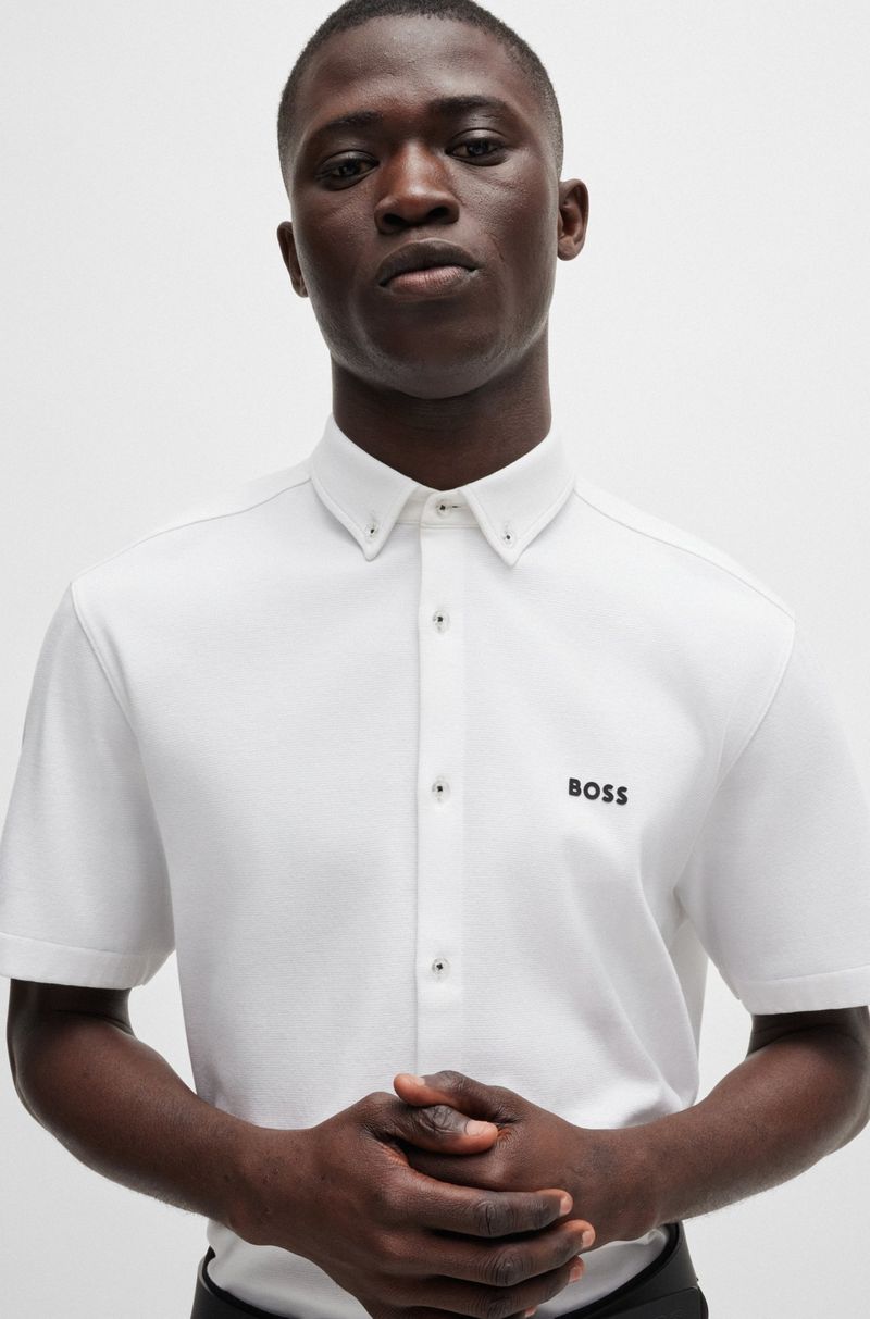 Camisa Regular Em Algodão Resistente Aos Vincos