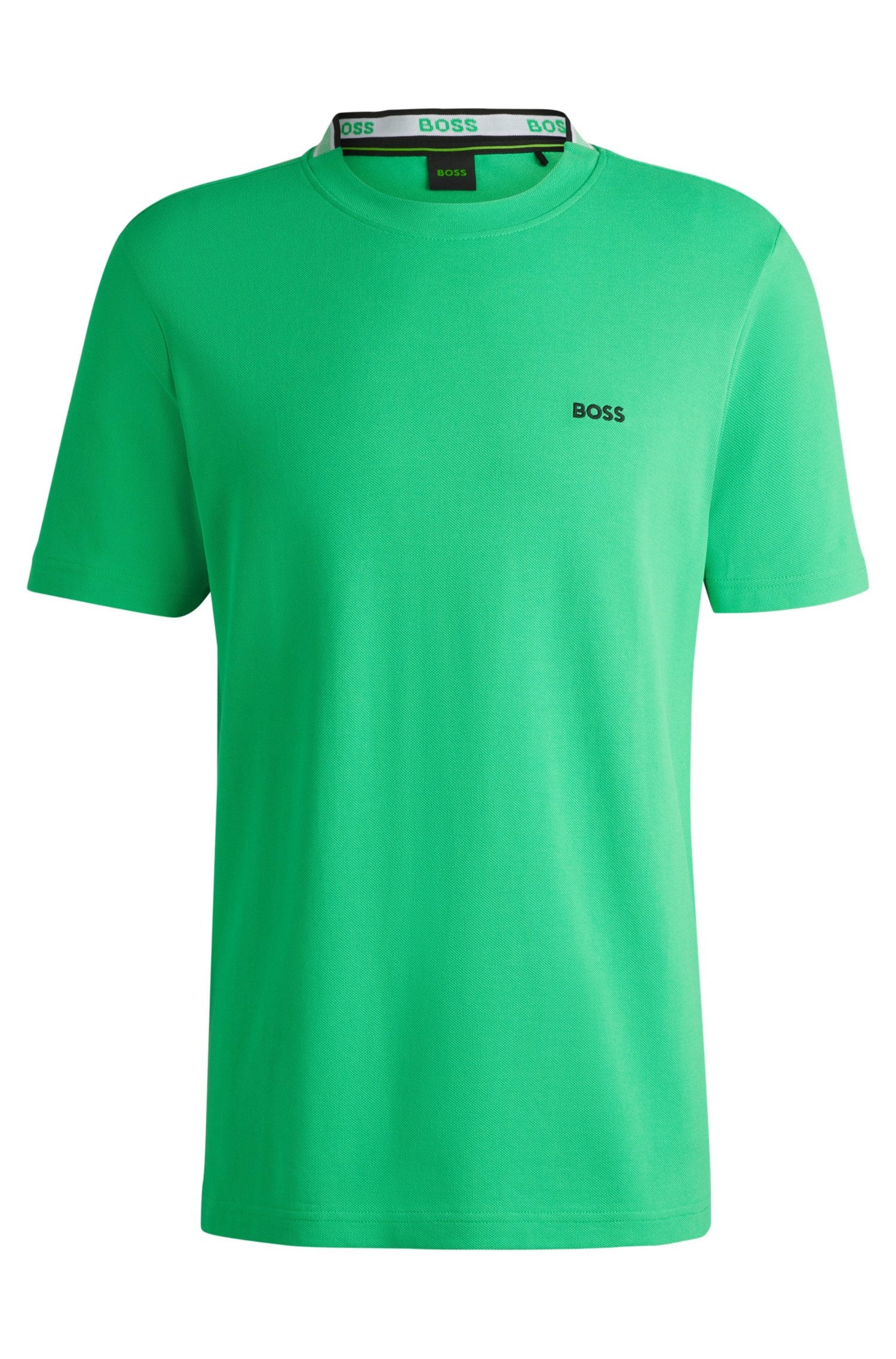 Camiseta De Algodão Piqué Com Colarinho Oxford-Jacquard