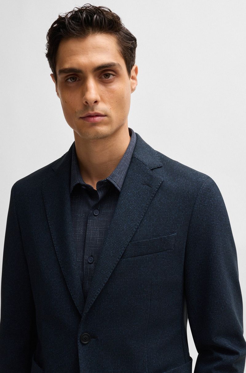 Blazer Slim De Tecido Elástico Com Micropadrão