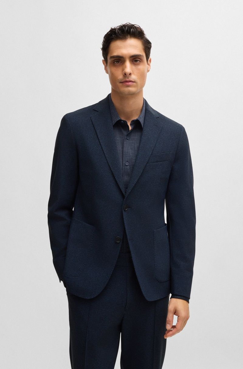 Blazer Slim De Tecido Elástico Com Micropadrão