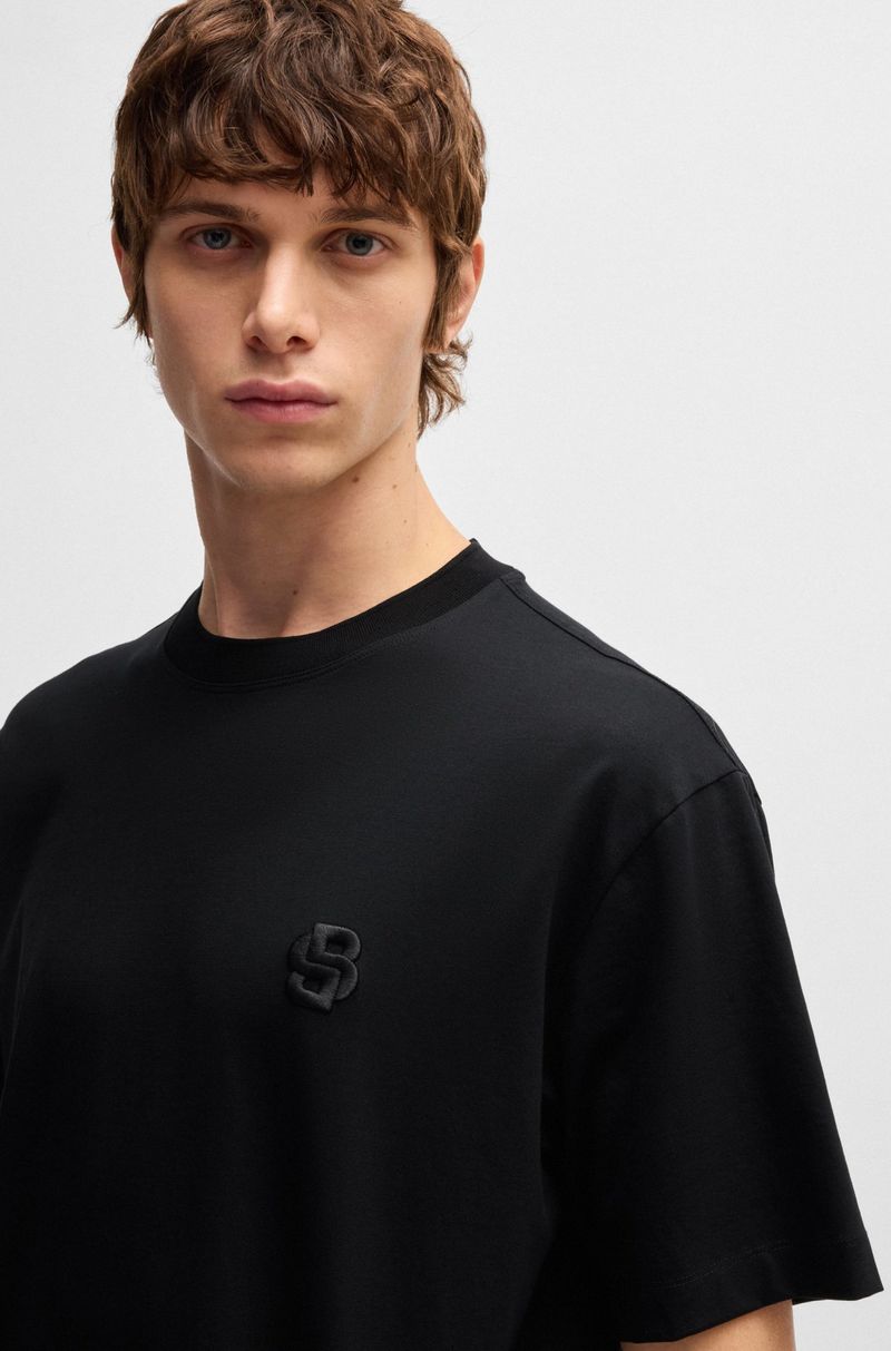 Camiseta De Algodão Mercerizado Com Monograma Double B