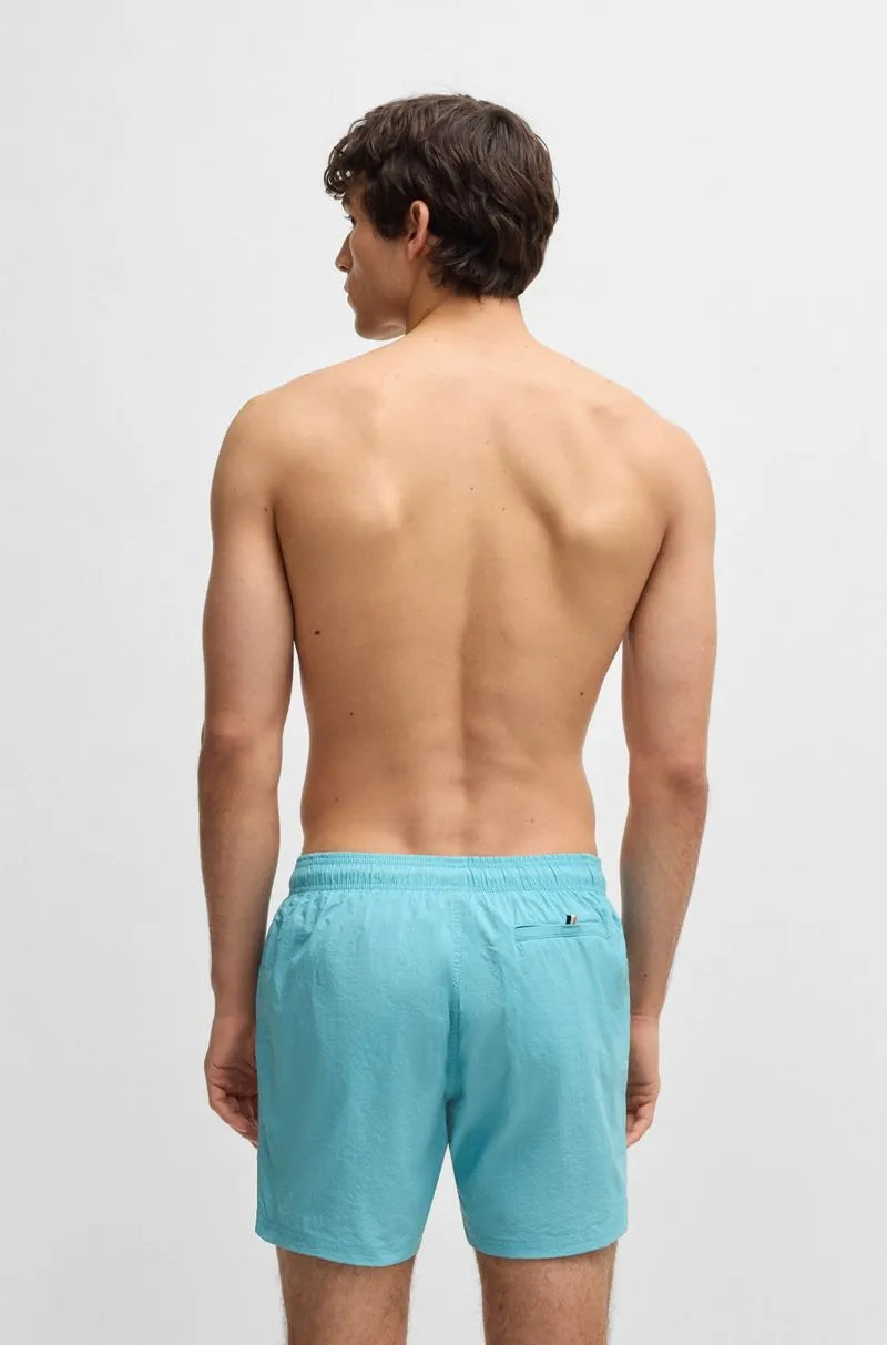 Shorts De Banho Com Logo Contrastante Em Tecido De Secagem Rápida
