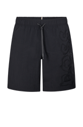 Shorts De Praia Em Material Reciclado Com Logo Bordado