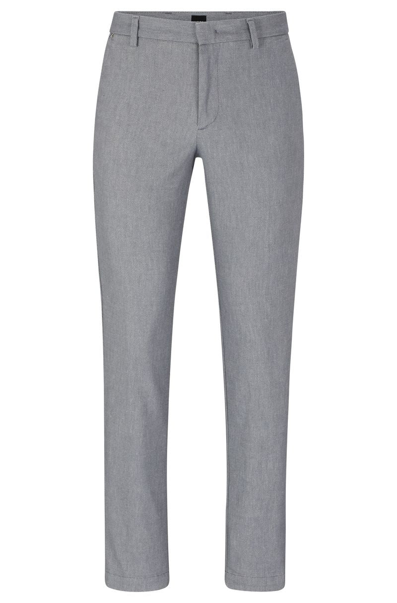 Calças Chino Slim-Fit Com Micro Padrão E Acabamento Escovado