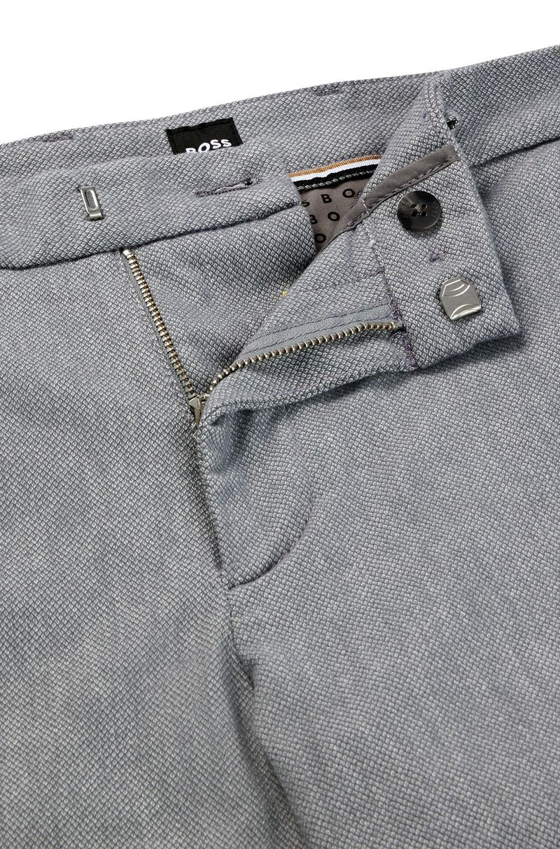 Calças Chino Slim-Fit Com Micro Padrão E Acabamento Escovado