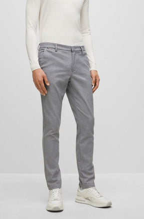 Calças Chino Slim-Fit Com Micro Padrão E Acabamento Escovado
