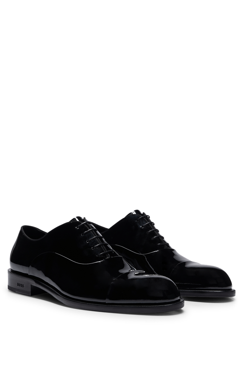 Sapatos Oxford Preto Italiano Em Couro Envernizado