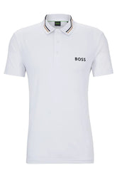 Polo Branca Com Logo Em Contraste E Listra No Colarinho