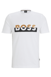 Camiseta Branca Em Malha De Algodão Com A Marca Impressa