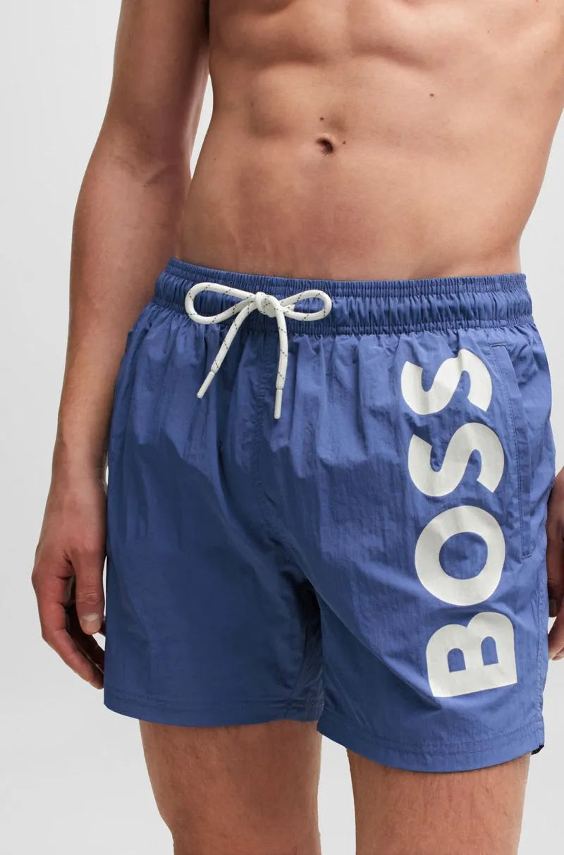 Shorts De Banho De Secagem Rápida Com Estampa Grande De Logo