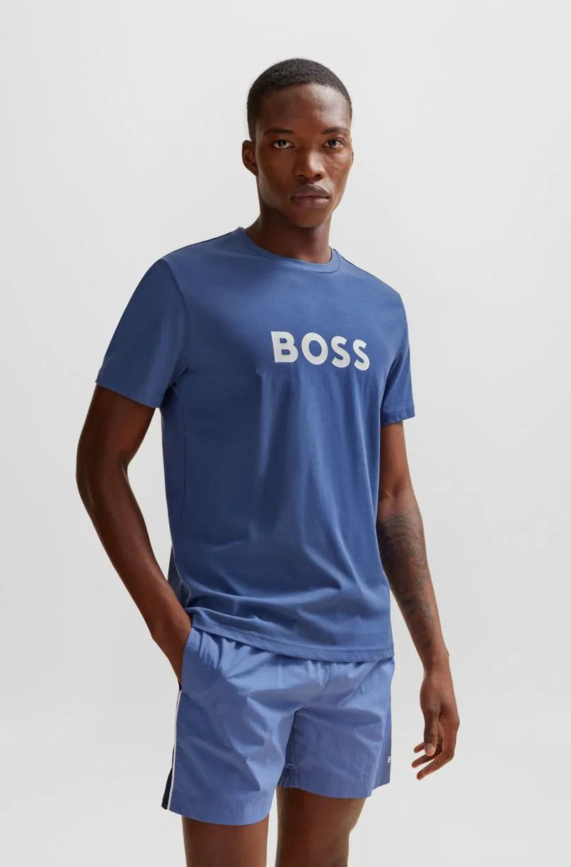 Camiseta De Algodão Orgânico Com Logo Destacado