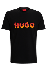 Camiseta De Malha De Algodão Com Logo De Chama Bufante