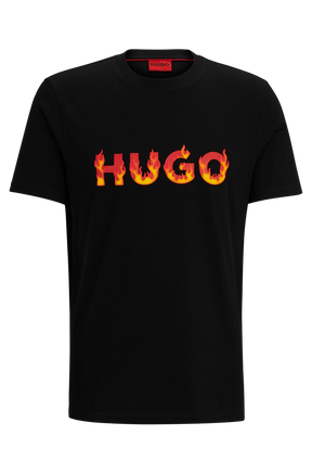 Camiseta De Malha De Algodão Com Logo De Chama Bufante