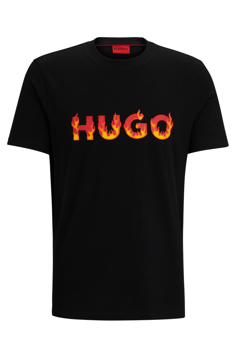 Camiseta De Malha De Algodão Com Logo De Chama Bufante