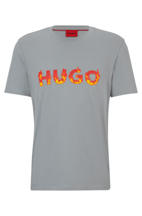 Camiseta De Malha De Algodão Com Logo De Chama Bufante