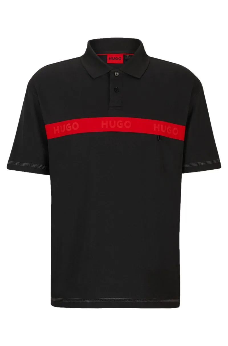 Camisa Polo Em Mistura De Algodão Com Fita Vermelha Com Logo