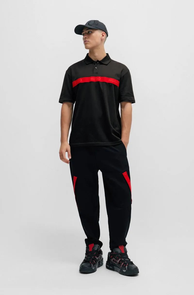 Camisa Polo Em Mistura De Algodão Com Fita Vermelha Com Logo