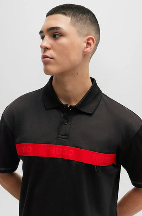 Camisa Polo Em Mistura De Algodão Com Fita Vermelha Com Logo