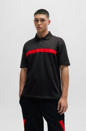 Camisa Polo Em Mistura De Algodão Com Fita Vermelha Com Logo
