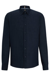 Camisa De Linho Regular Com Colarinho