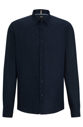 Camisa De Linho Regular Com Colarinho