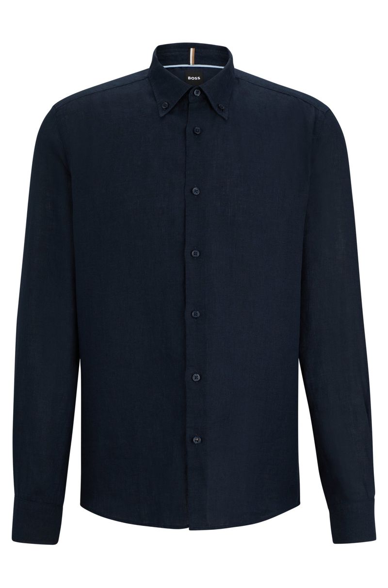 Camisa De Linho Regular Com Colarinho