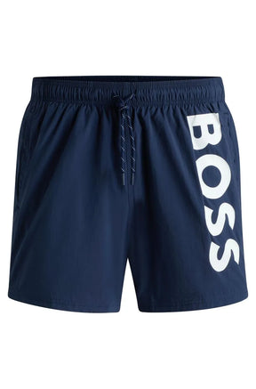 Shorts De Banho Com Logo Contrastante Em Tecido De Secagem Rápida