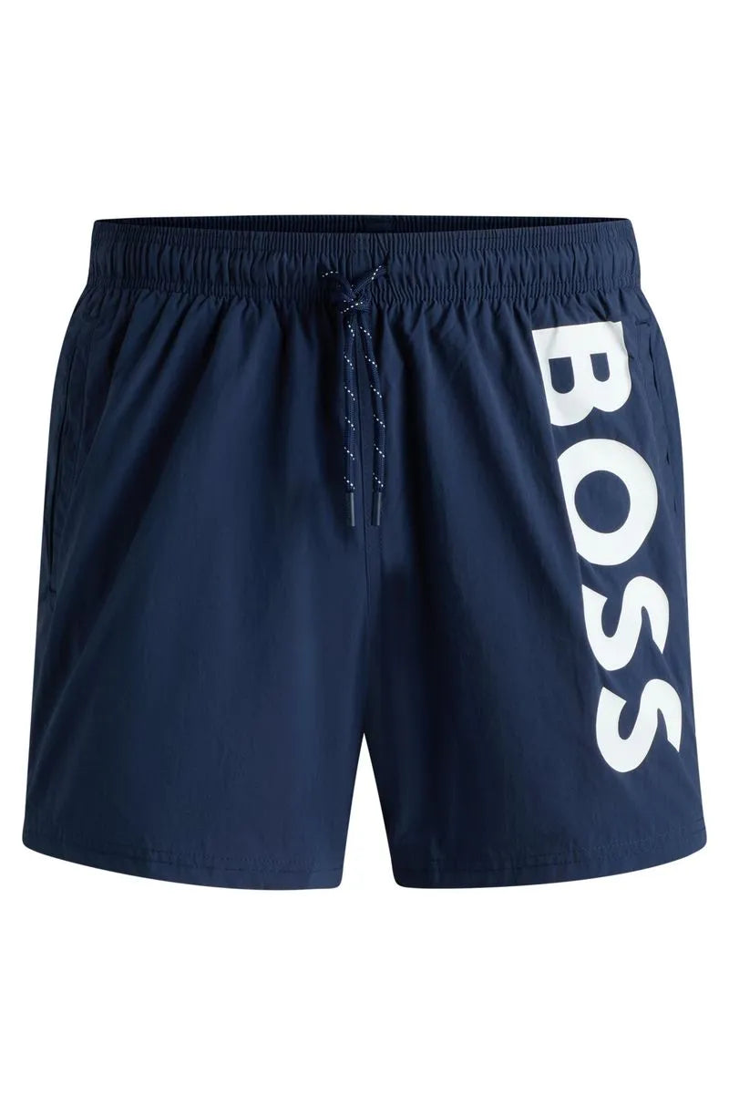 Shorts De Banho Com Logo Contrastante Em Tecido De Secagem Rápida