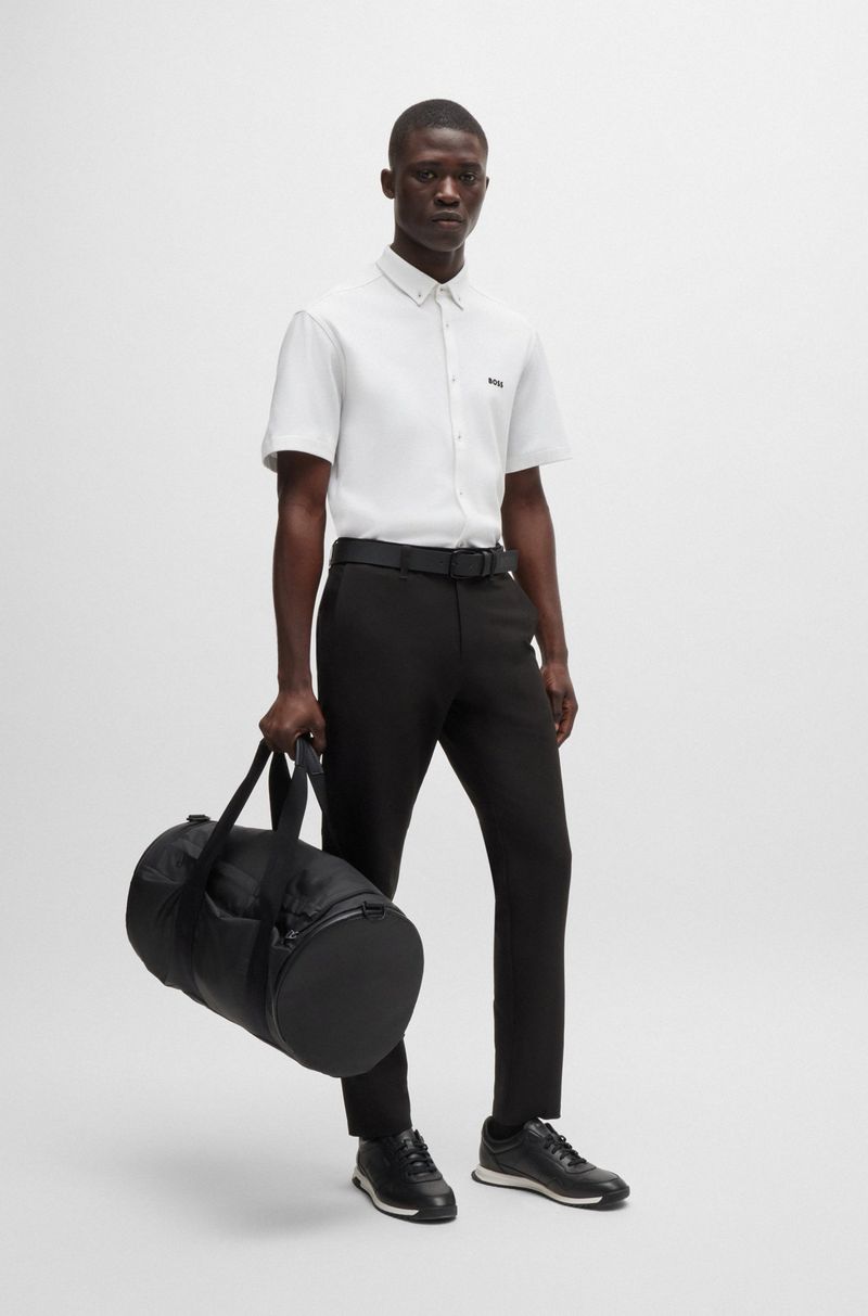 Camisa Regular Em Algodão Resistente Aos Vincos