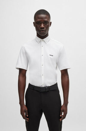 Camisa Regular Em Algodão Resistente Aos Vincos