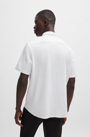 Camisa Regular Em Algodão Resistente Aos Vincos