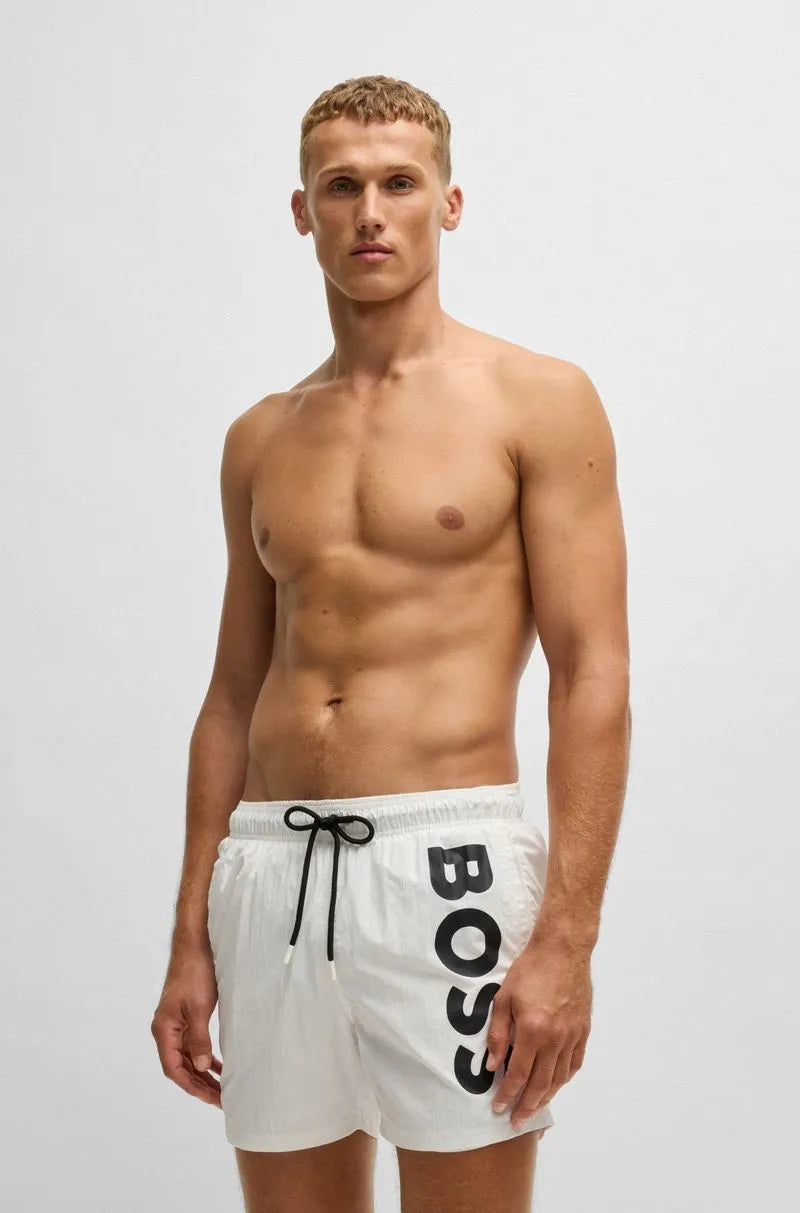 Shorts De Banho Forrados Com Logo Estampado