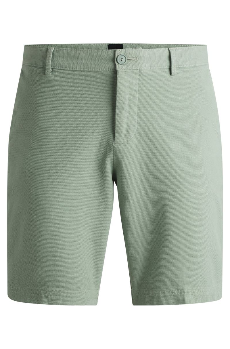Shorts Slim Fit Em Algodão Elástico Estruturado