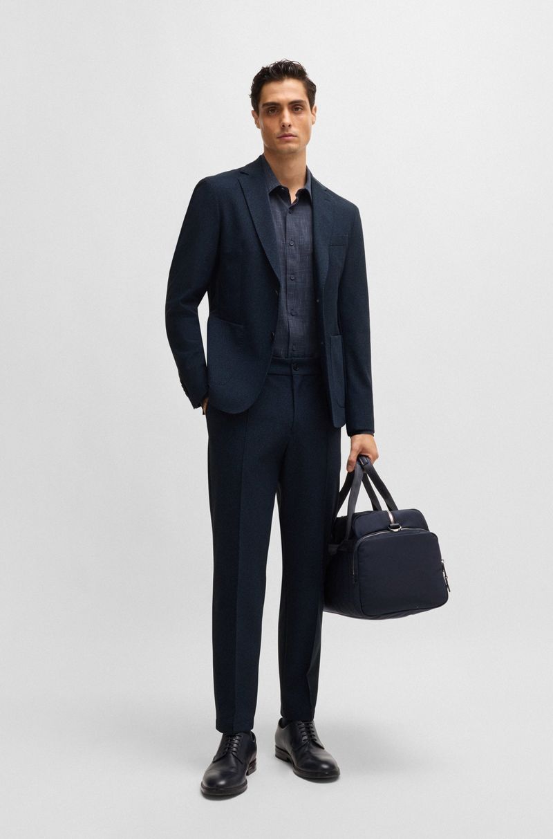 Blazer Slim De Tecido Elástico Com Micropadrão