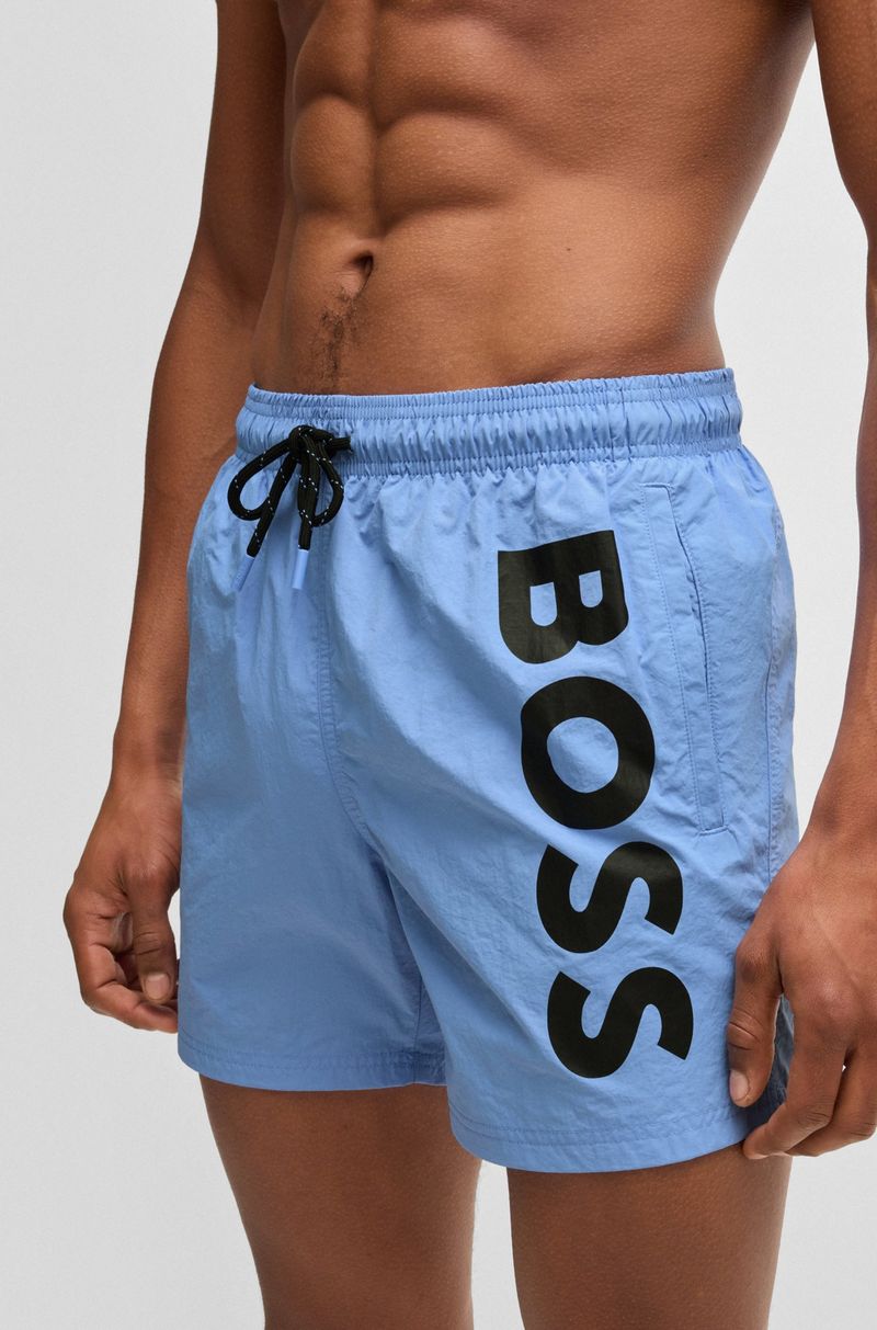 Shorts De Banho Forrados Com Estampa De Logo
