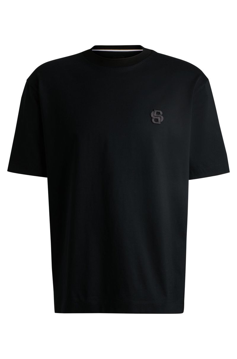 Camiseta De Algodão Mercerizado Com Monograma Double B