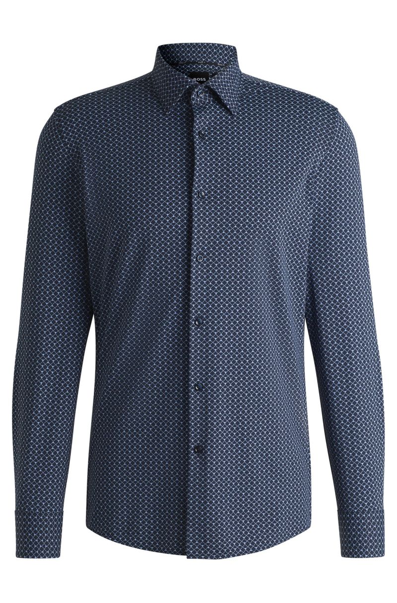 Camisa Slim De Desempenho Elástico Estampado