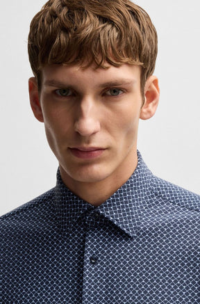Camisa Slim De Desempenho Elástico Estampado