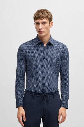 Camisa Slim De Desempenho Elástico Estampado