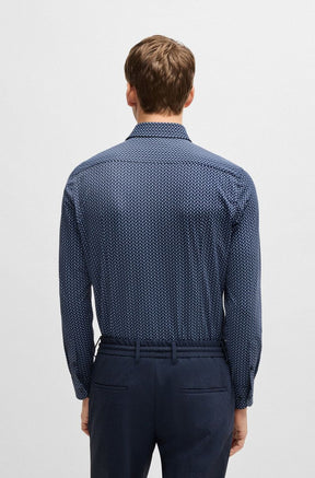 Camisa Slim De Desempenho Elástico Estampado