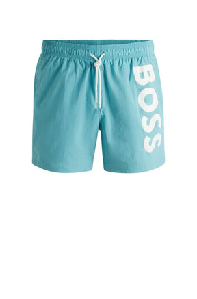 Shorts De Banho Com Logo Contrastante Em Tecido De Secagem Rápida