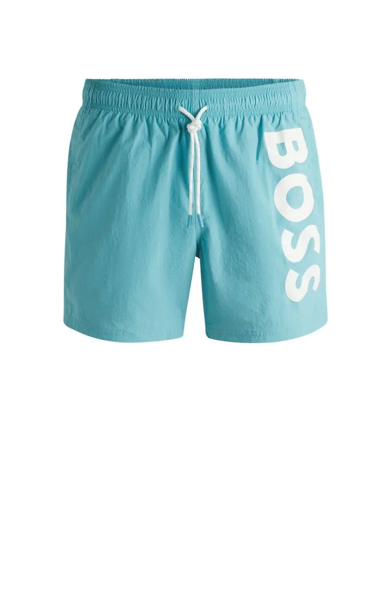 Shorts De Banho Com Logo Contrastante Em Tecido De Secagem Rápida