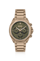 Relógio Cronógrafo Dourado Com Pulseira De Elos
