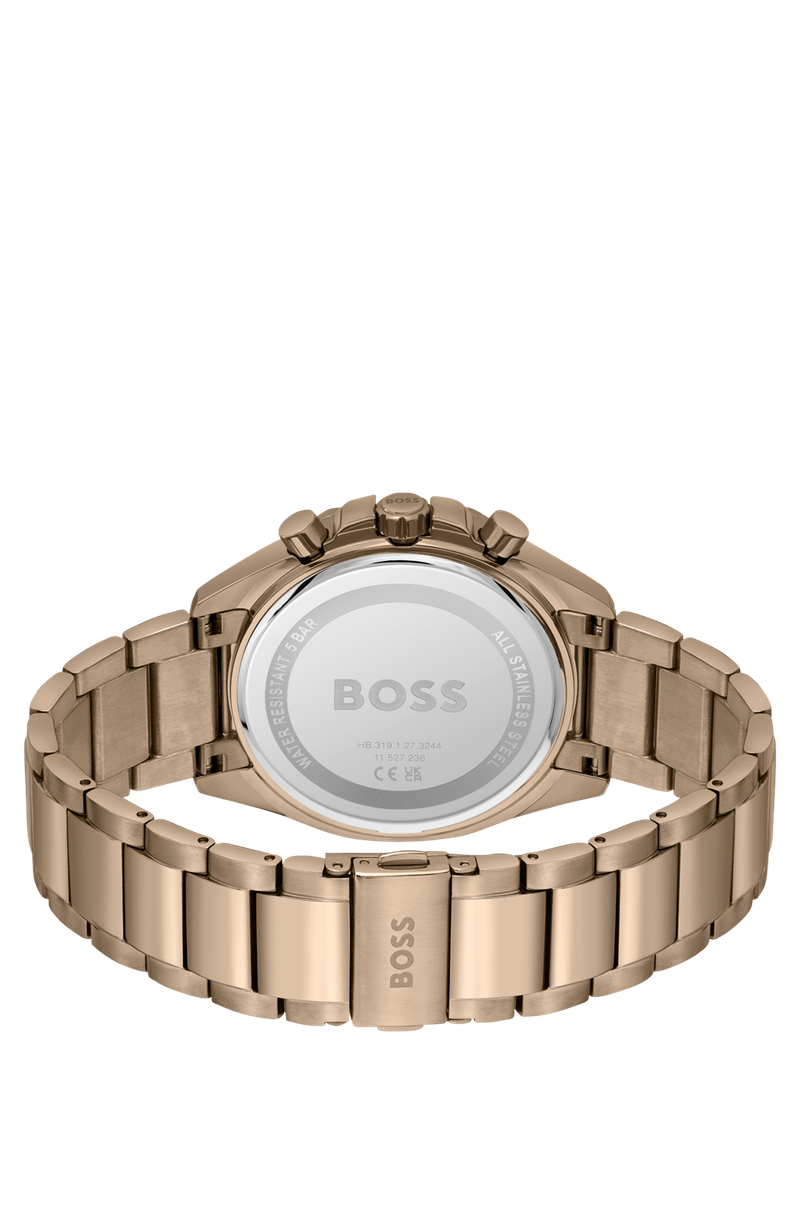 Relógio Cronógrafo Dourado Com Pulseira De Elos