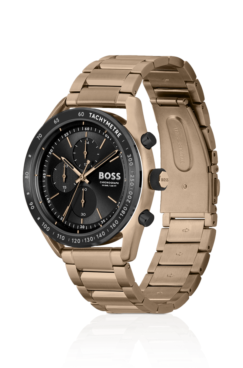 Relógio Cronógrafo Dourado Com Pulseira De Elos